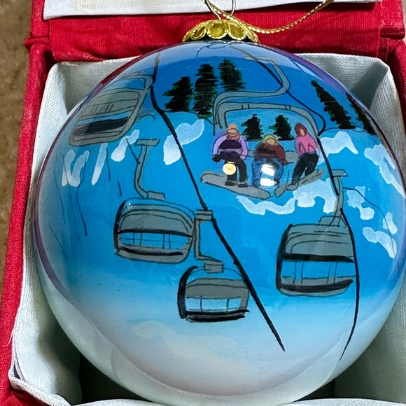 Hand Painted Glass Christmas Ornament - Breckenridge, Colorado Ski. Preowned. - Picture 4 of 6